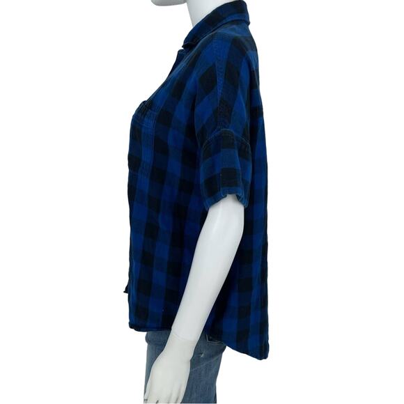 Madewell Women’s Button Down Flannel Courier Shirt in Buffalo Blue Size Small - Picture 4 of 7